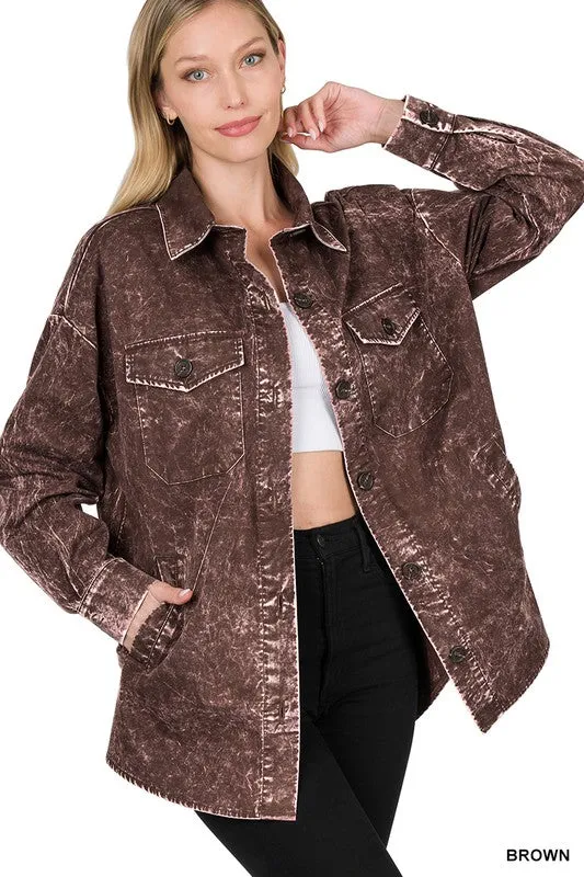 Premium Cotton Woven Vintage Washed Shacket