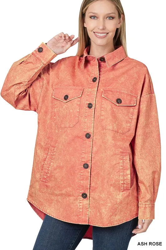 Premium Cotton Woven Vintage Washed Shacket