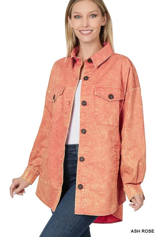 Premium Cotton Woven Vintage Washed Shacket