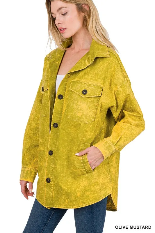 Premium Cotton Woven Vintage Washed Shacket