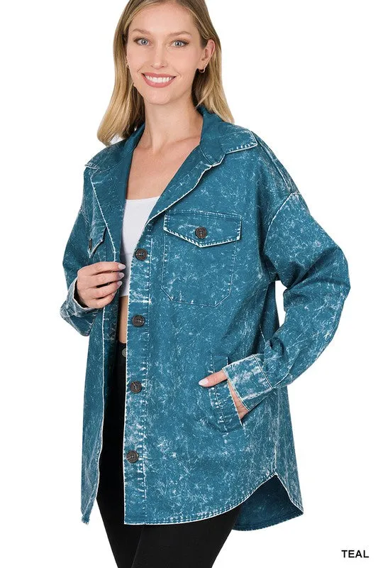 Premium Cotton Woven Vintage Washed Shacket