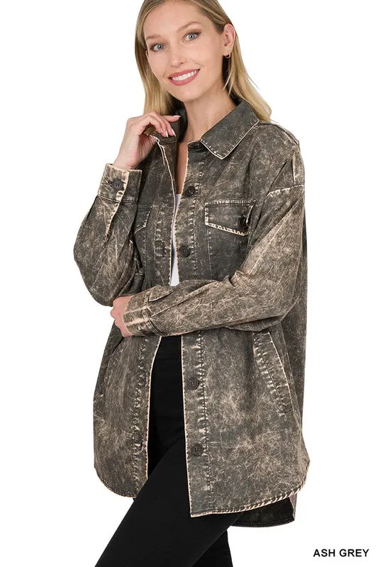 Premium Cotton Woven Vintage Washed Shacket