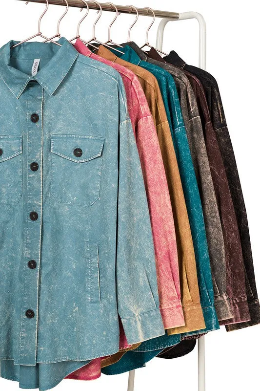 Premium Cotton Woven Vintage Washed Shacket