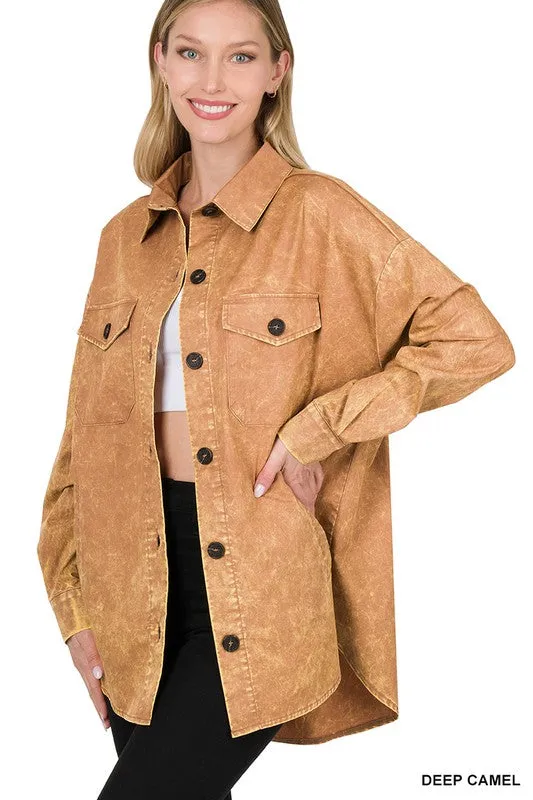 Premium Cotton Woven Vintage Washed Shacket