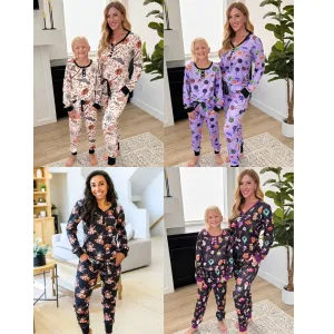 PREORDER: Matching Halloween Jogger Pajama Set in Four Prints