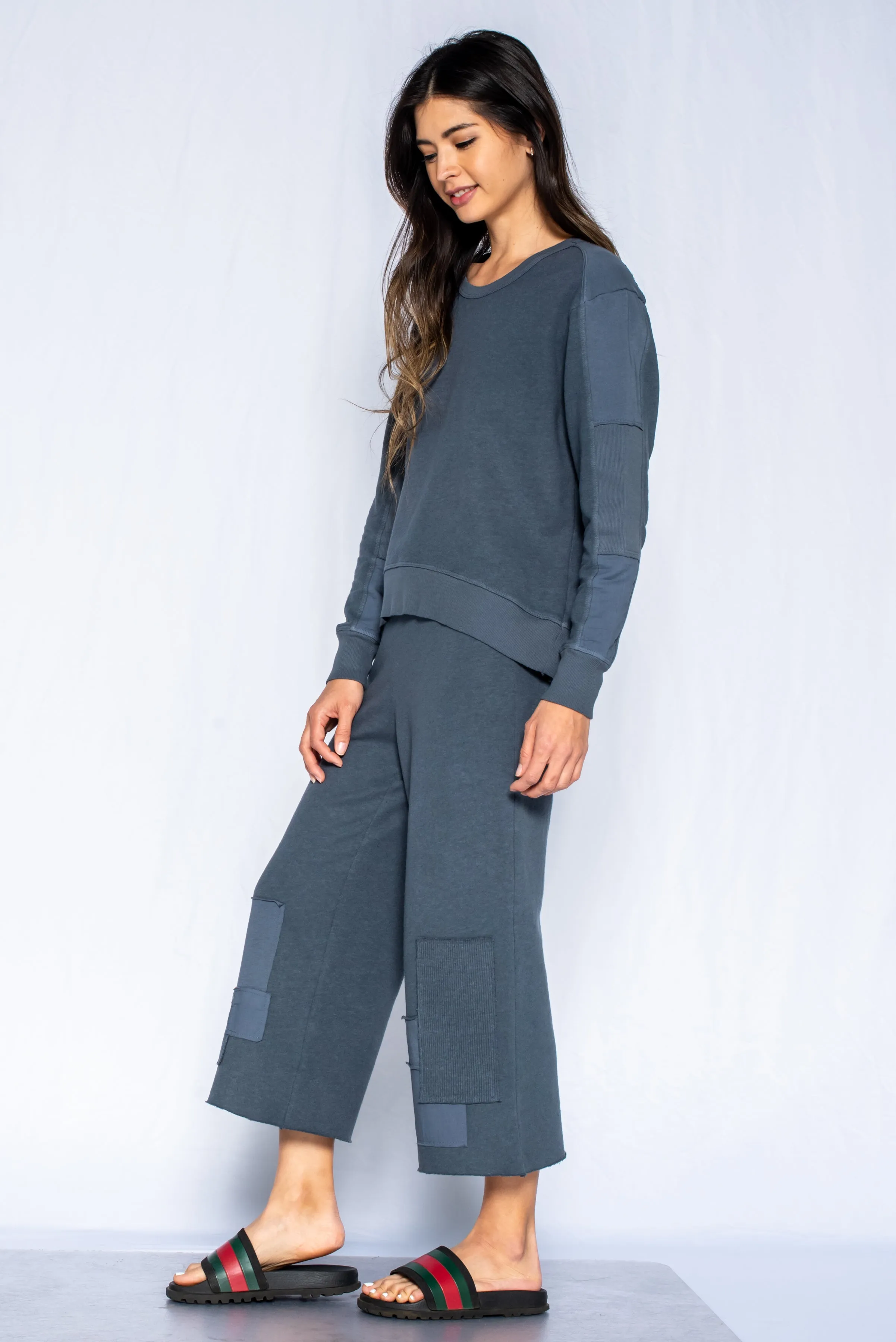 Pull On Crop Patched Pants