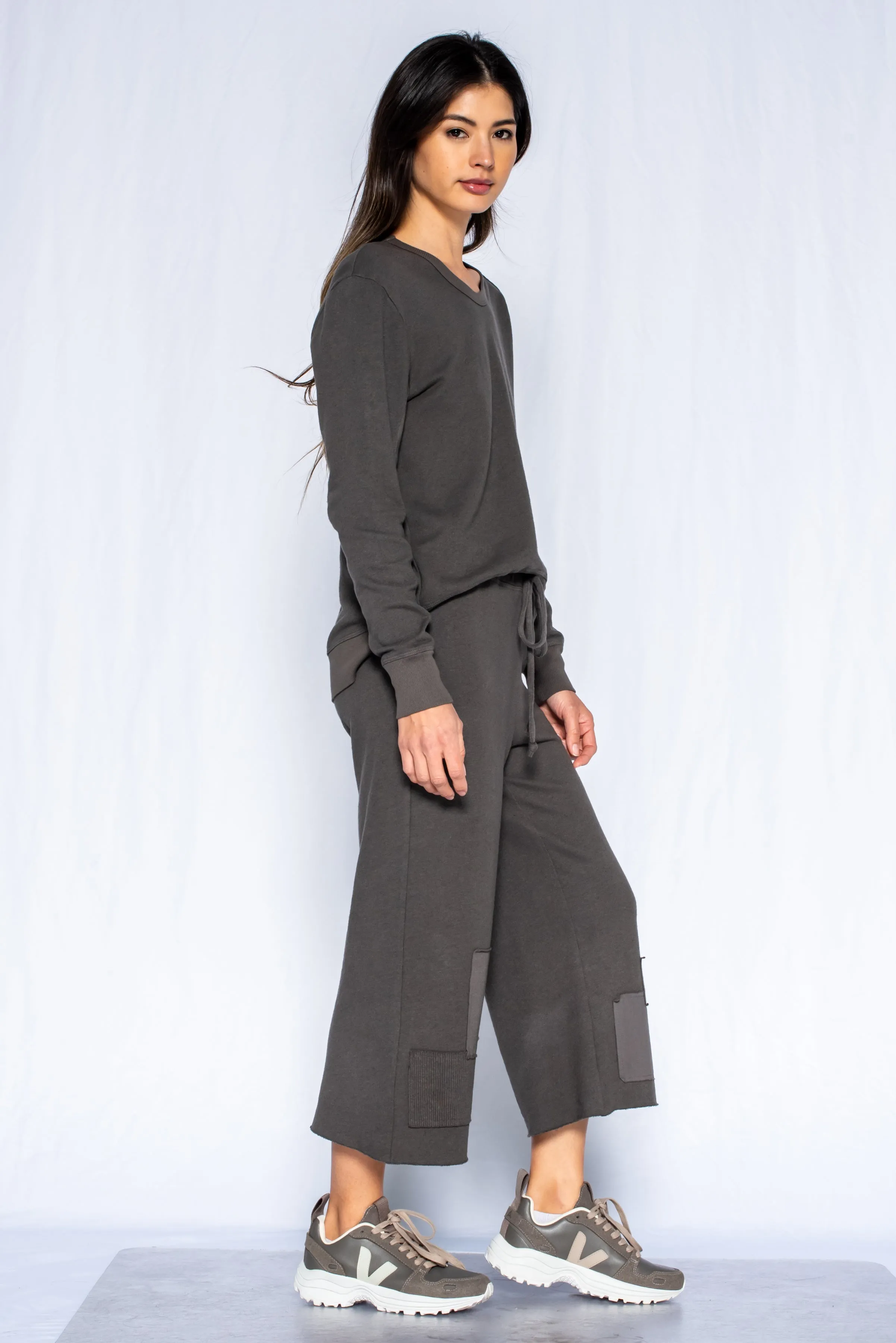 Pull On Crop Patched Pants