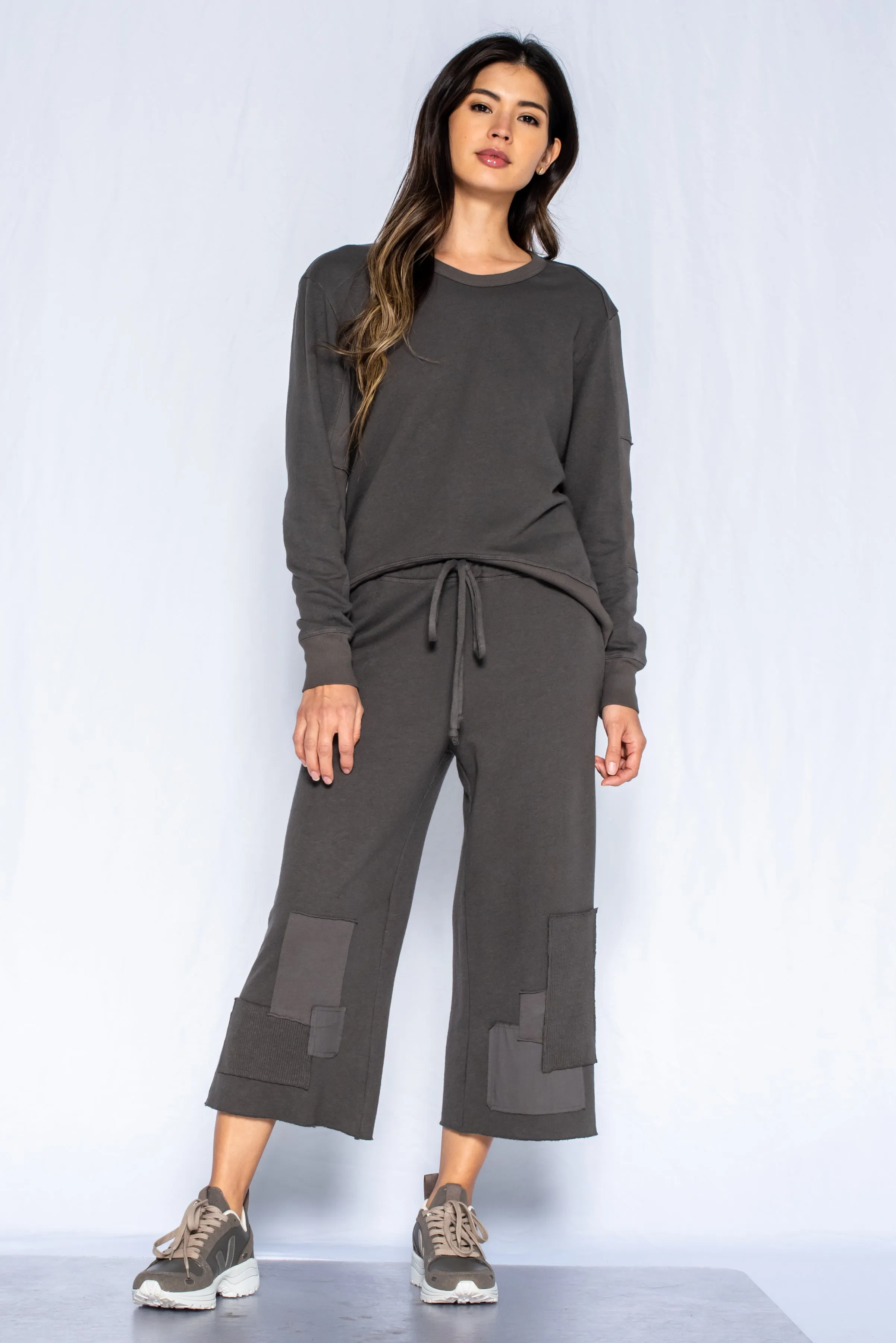 Pull On Crop Patched Pants