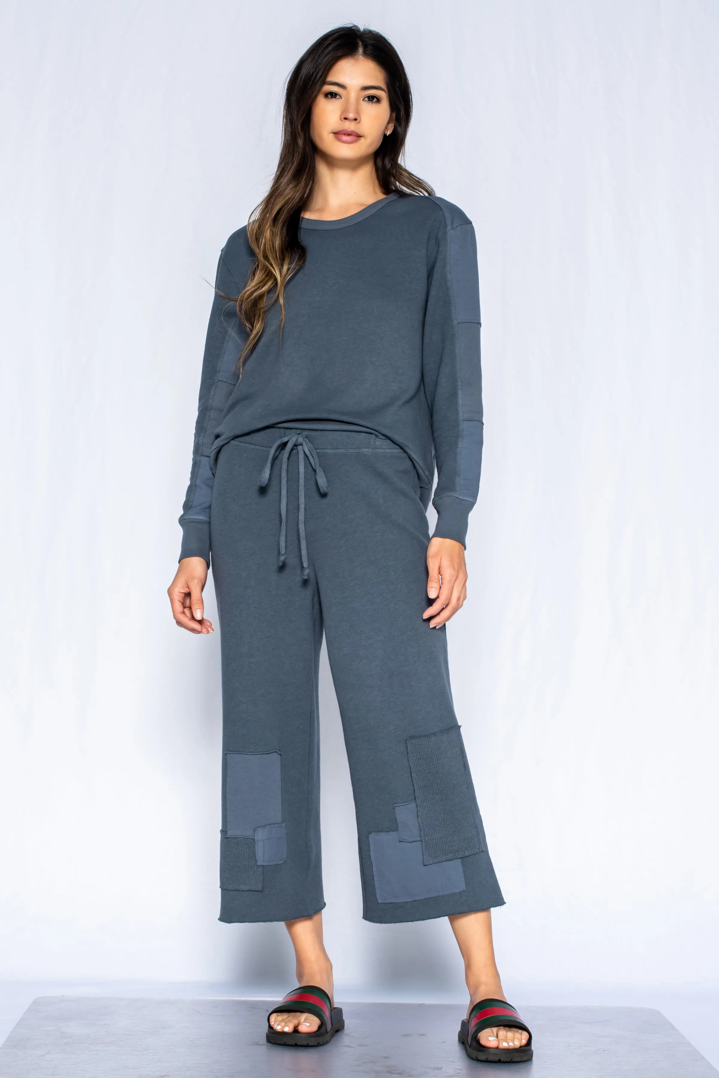 Pull On Crop Patched Pants