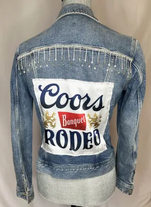 "Coors Rodeo" Women's Fringe Denim Jacket