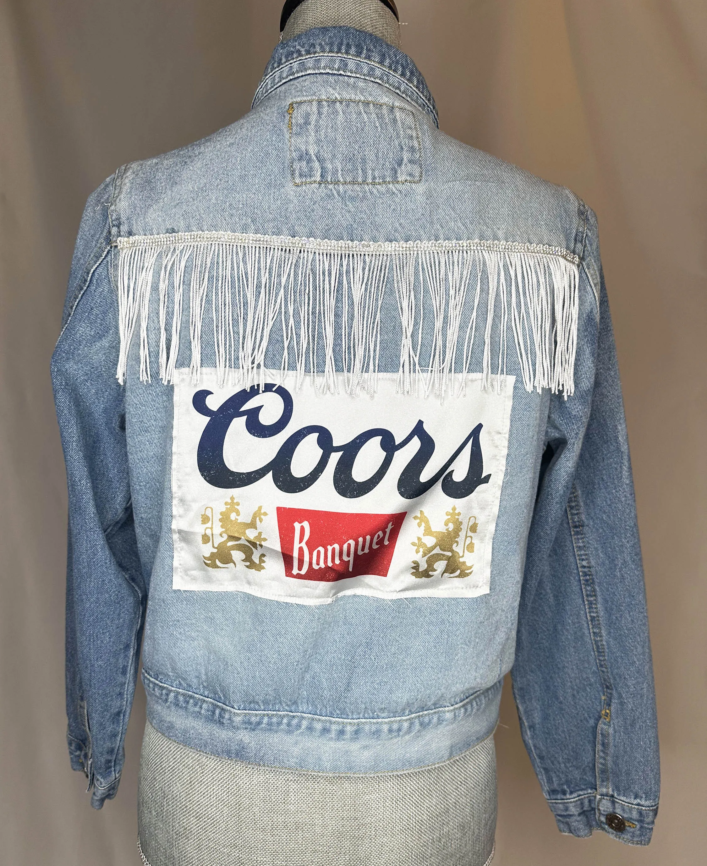 "Coors Rodeo" Women's Fringe Denim Jacket