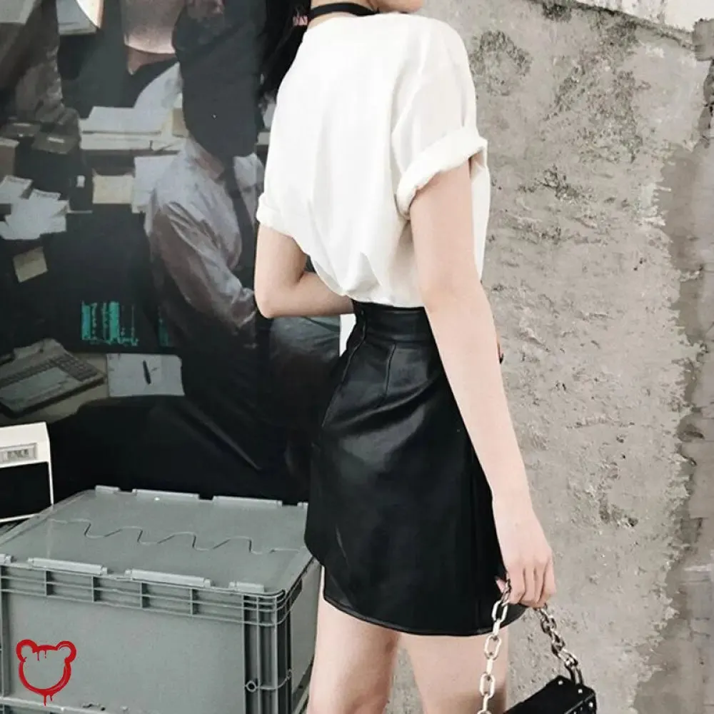 "Frighteners' Black/Red PU Mini Skirt"
