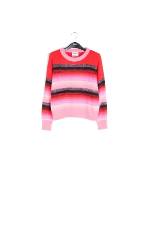 Red, pink and black striped knit sweater
