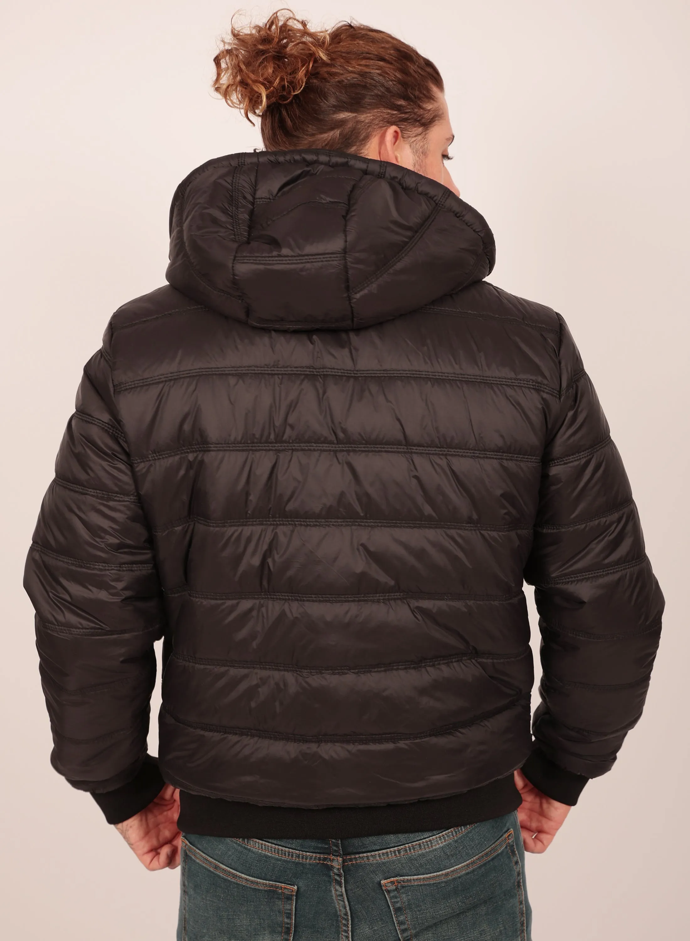 Reversible Regular Fit Bomber Jacket in Black