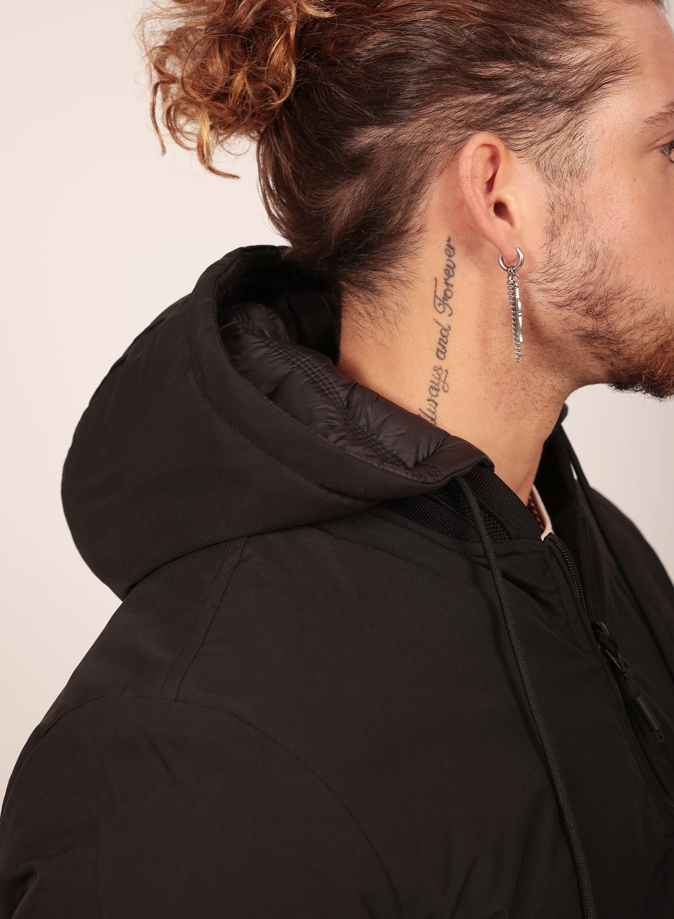 Reversible Regular Fit Bomber Jacket in Black