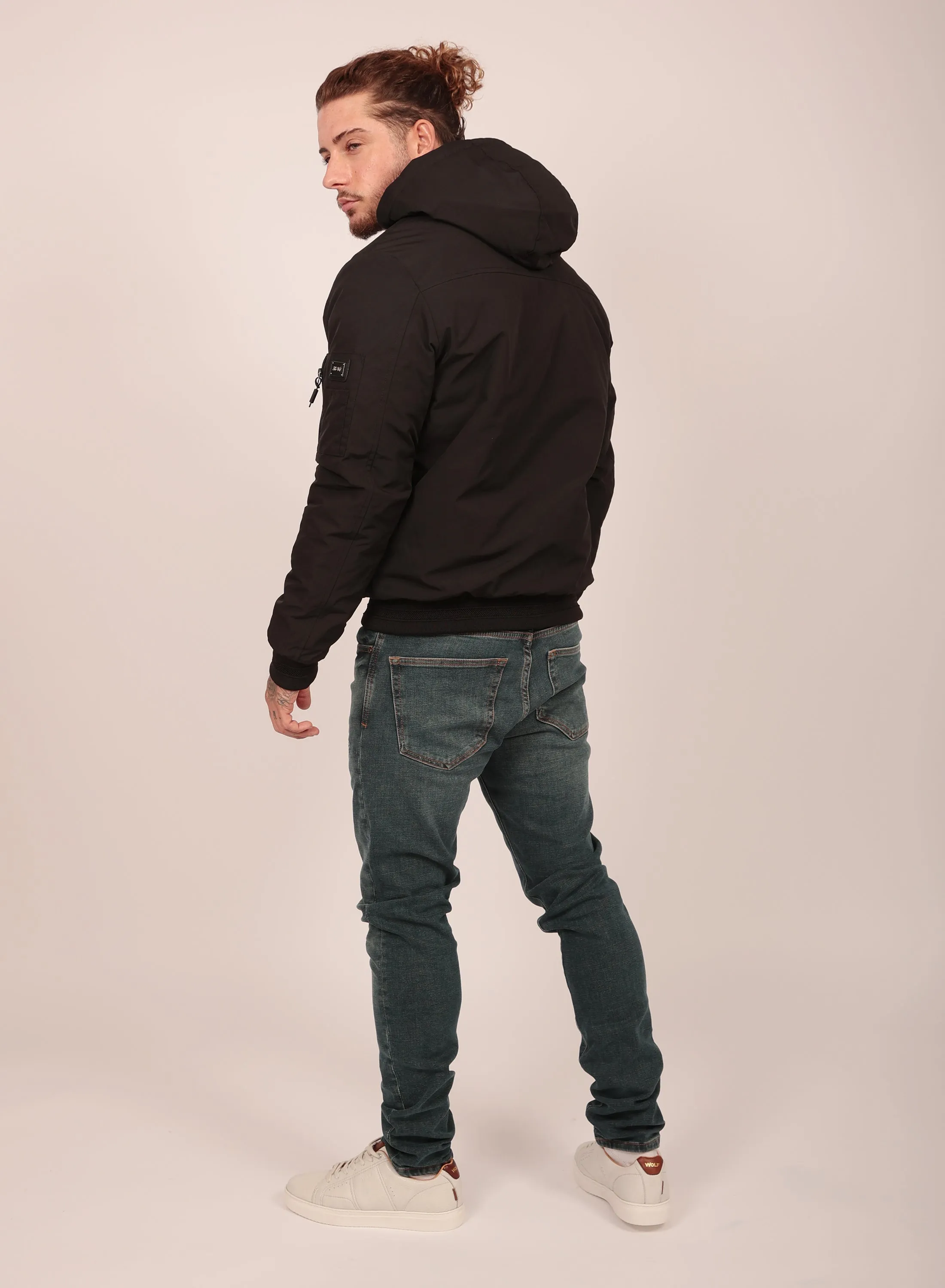 Reversible Regular Fit Bomber Jacket in Black