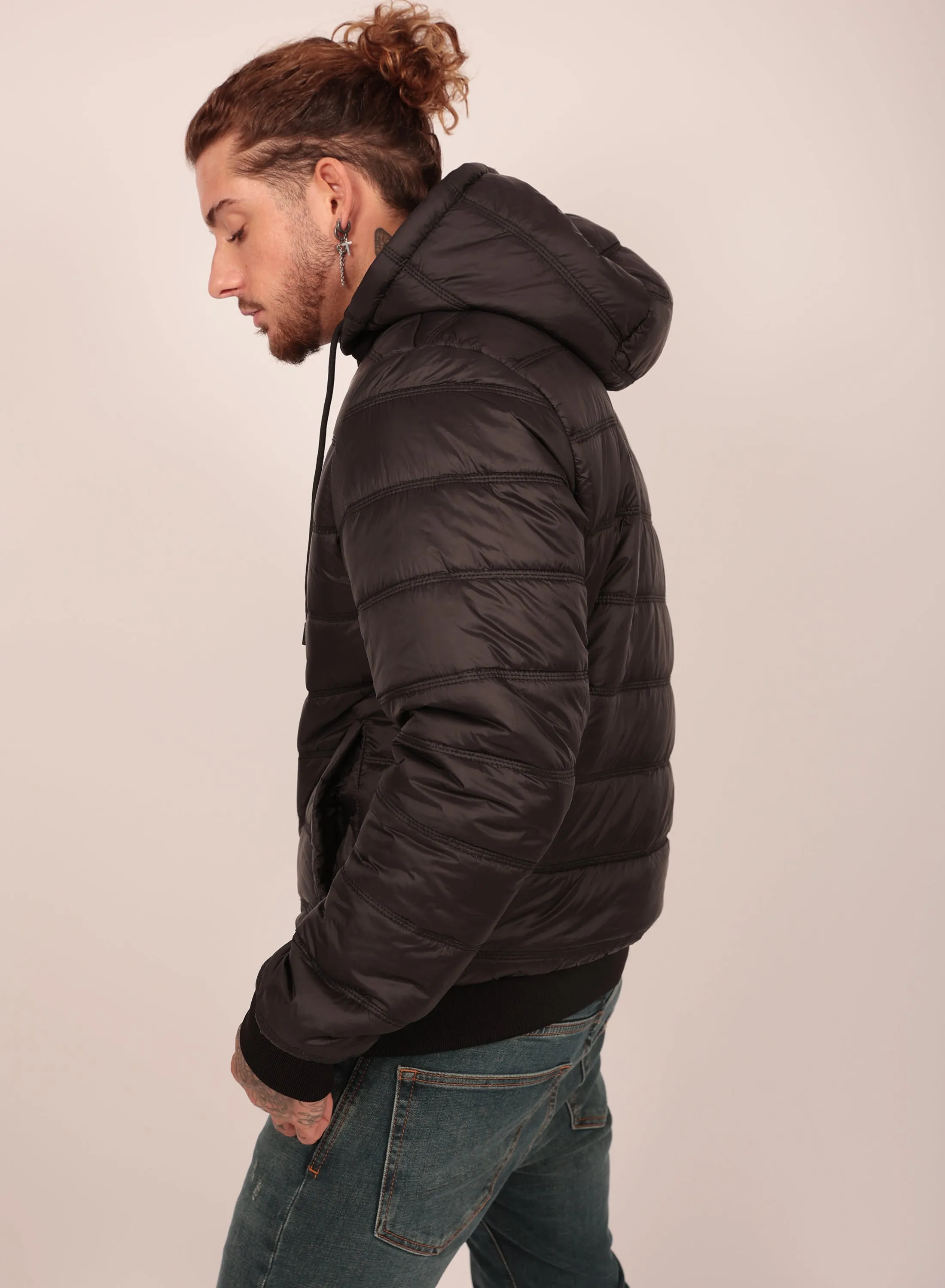 Reversible Regular Fit Bomber Jacket in Black