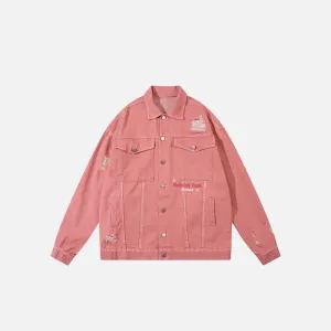 Ripped Pink Denim Jacket from the Y2K Streetwear Collection