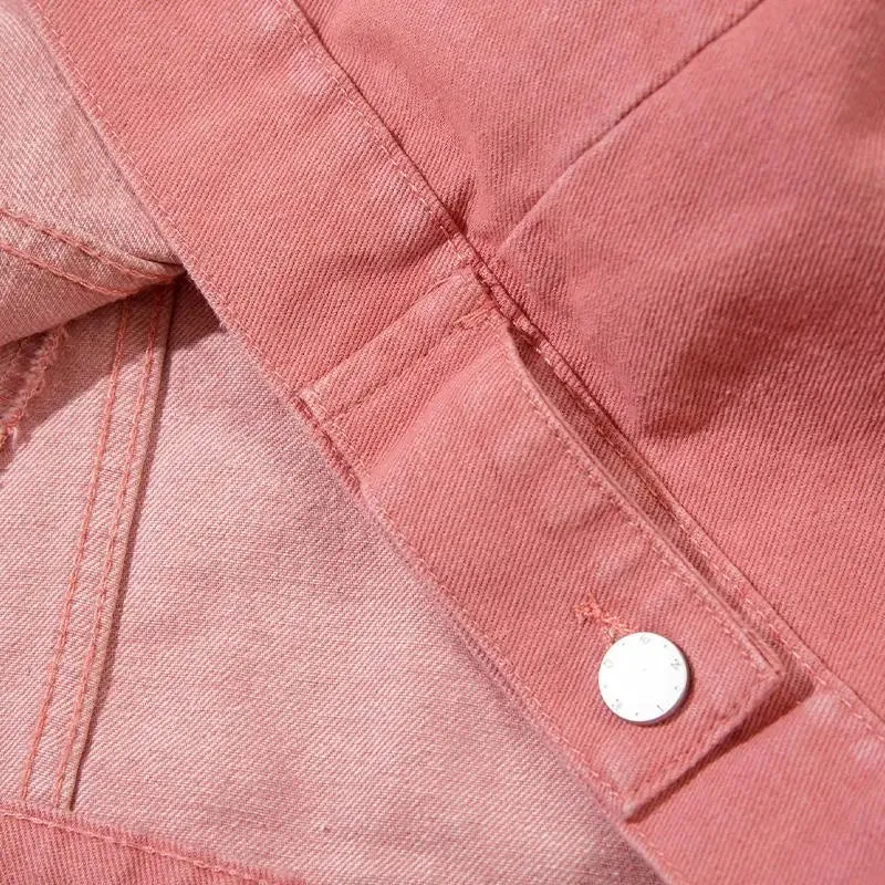 Ripped Pink Denim Jacket from the Y2K Streetwear Collection