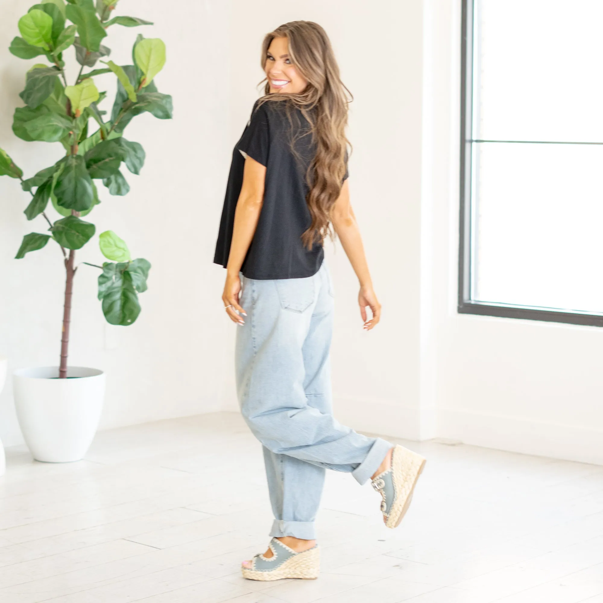 Round Neck Drop Shoulder Top