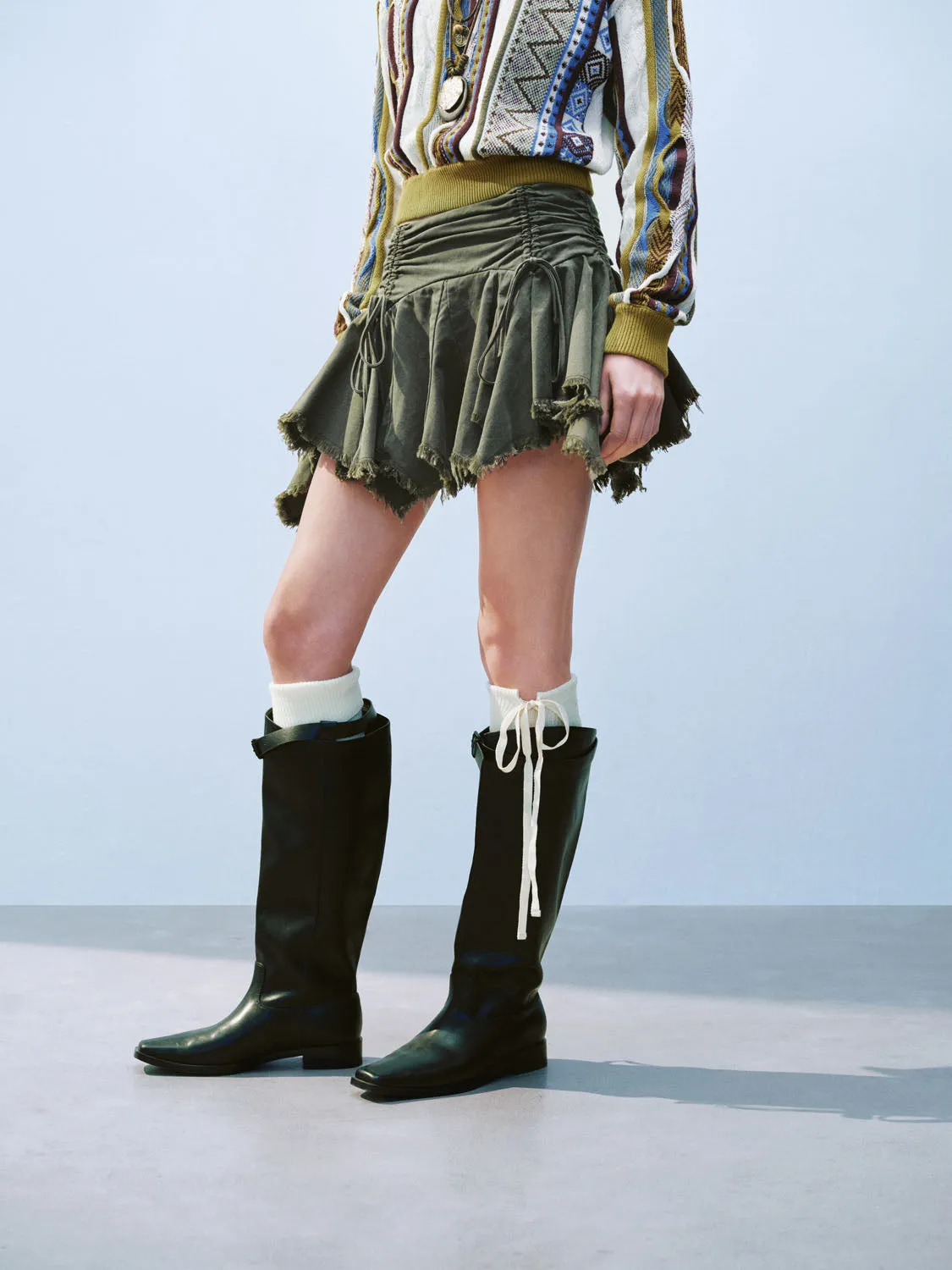 Ruched Mini A-Line Skirts