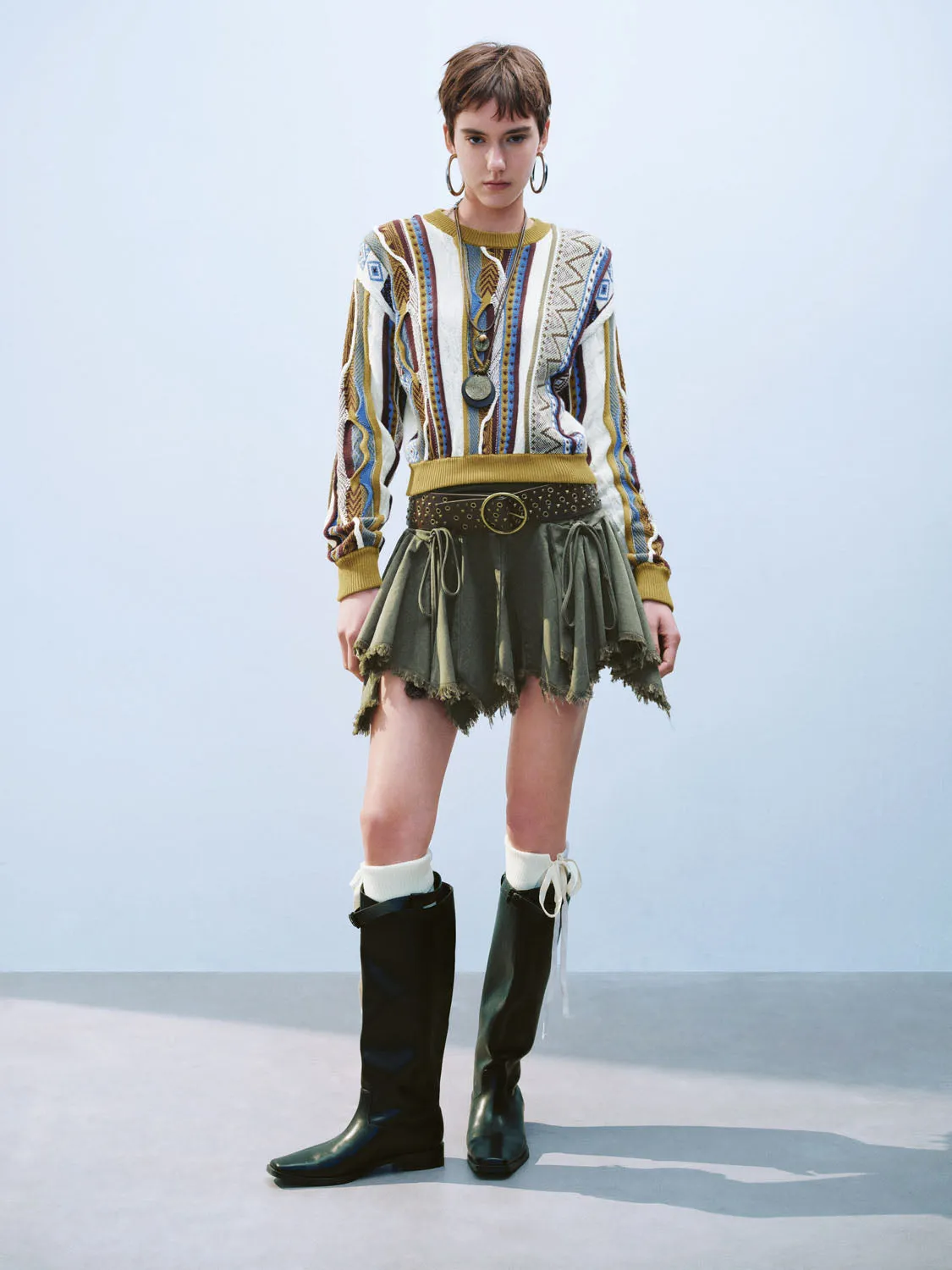 Ruched Mini A-Line Skirts