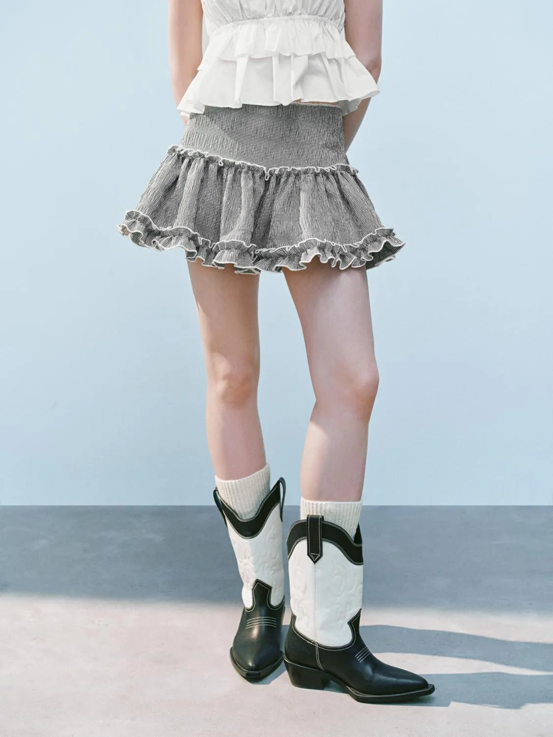 Ruffle Hem Mini A-Line Skirts