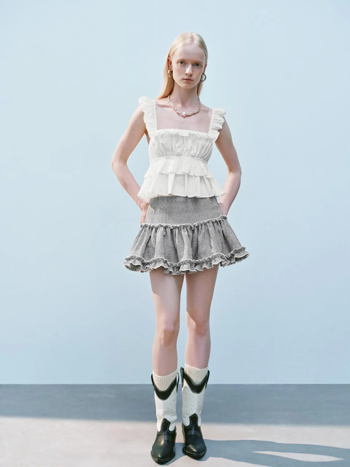 Ruffle Hem Mini A-Line Skirts