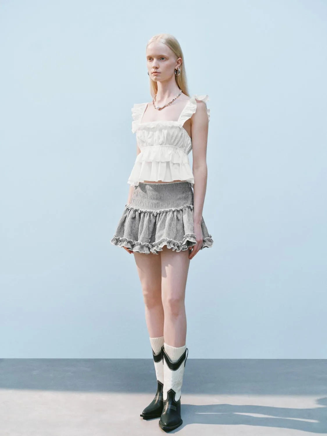 Ruffle Hem Mini A-Line Skirts