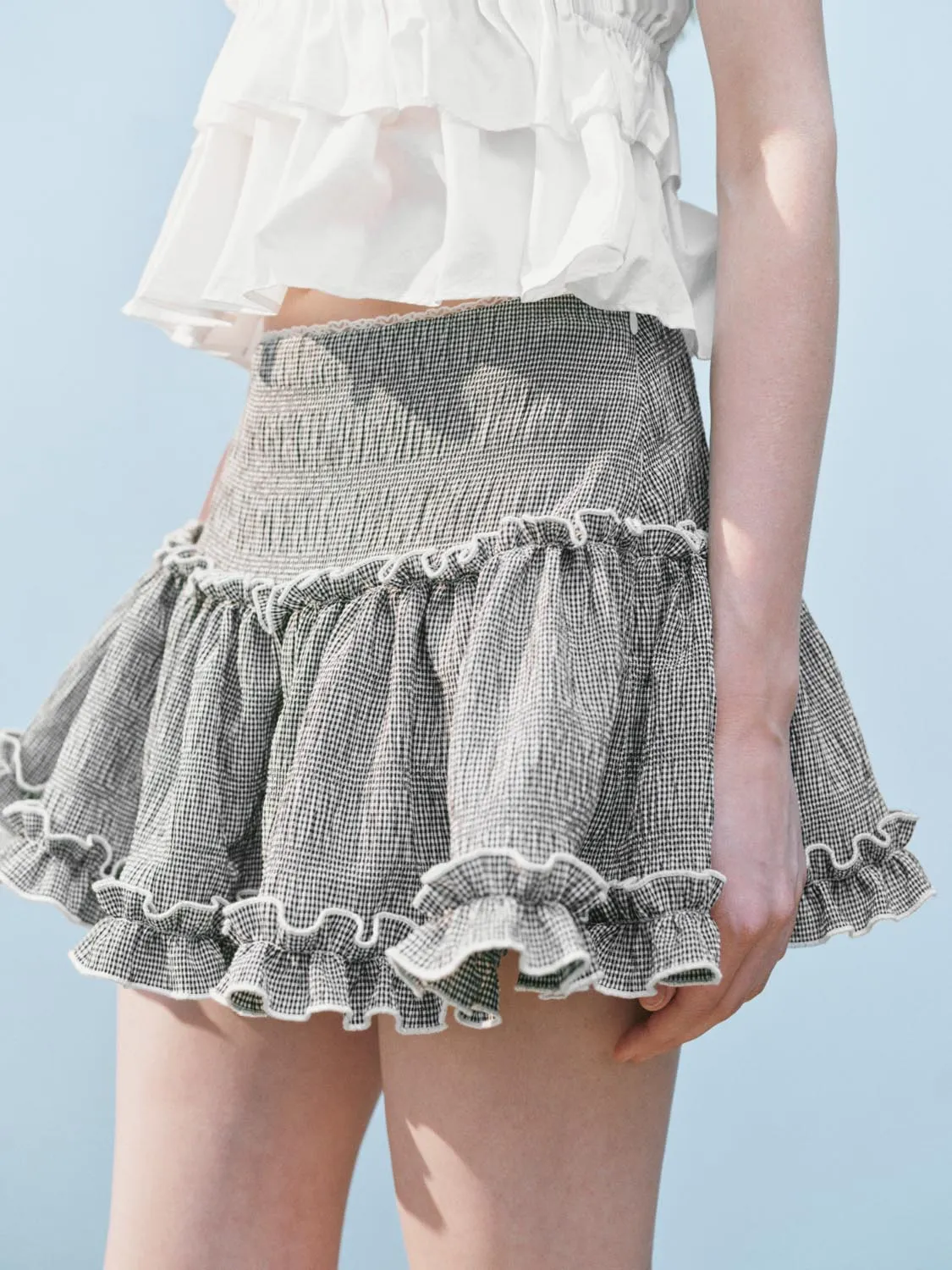 Ruffle Hem Mini A-Line Skirts