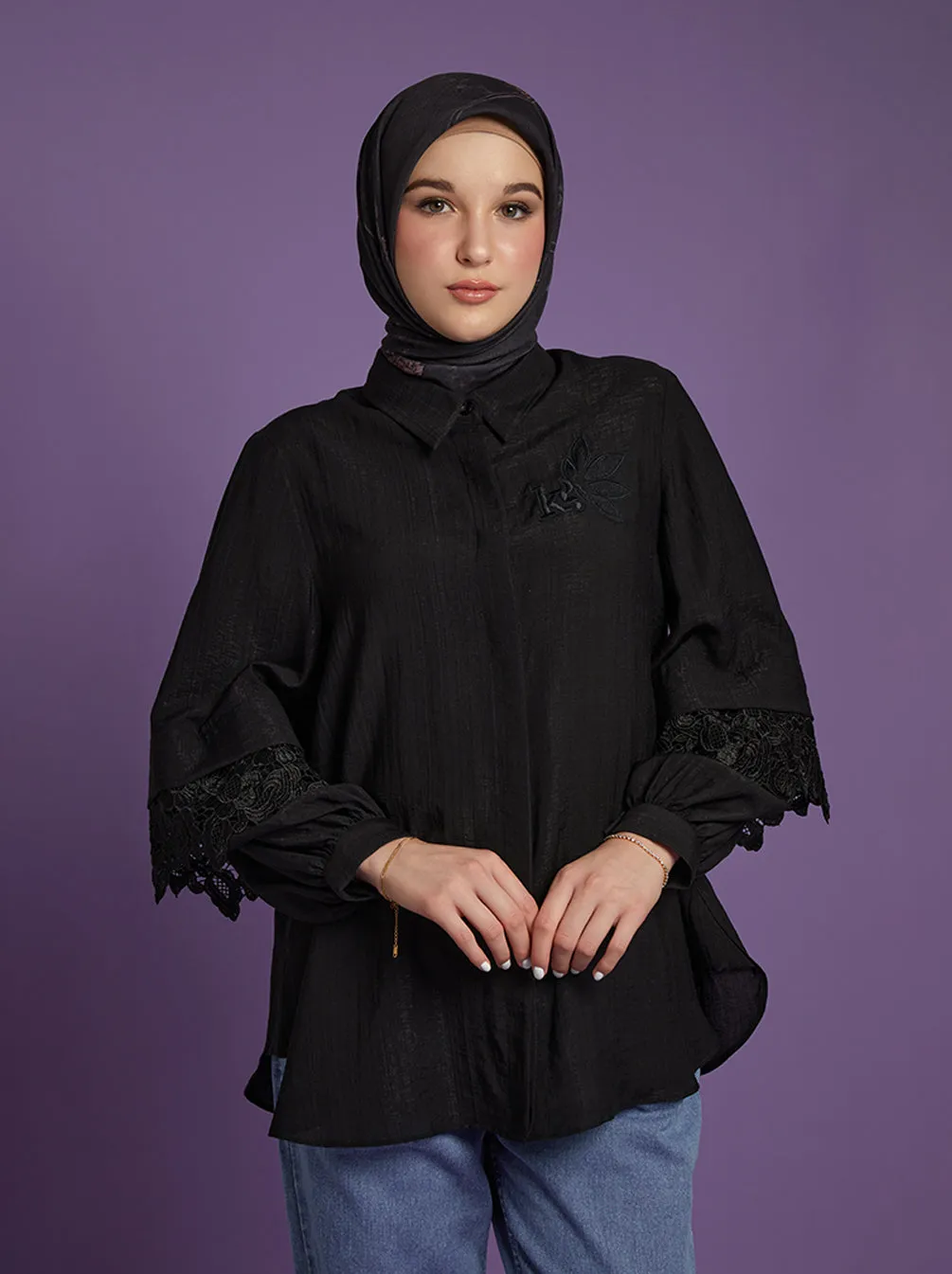 RUNA DROPSHOULDER TOP BLACK