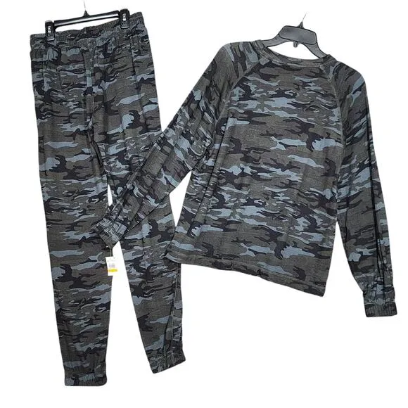 Sanctuary Jogger Pajamas Set Loungewear French Terry Earth Camo Size Small
