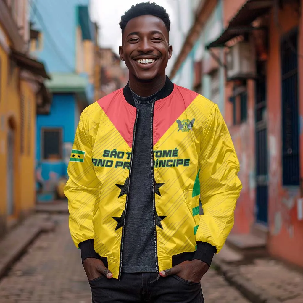 Sao Tome and Principe Football Custom Bomber Jacket Sporty Style - Yellow Color LT15