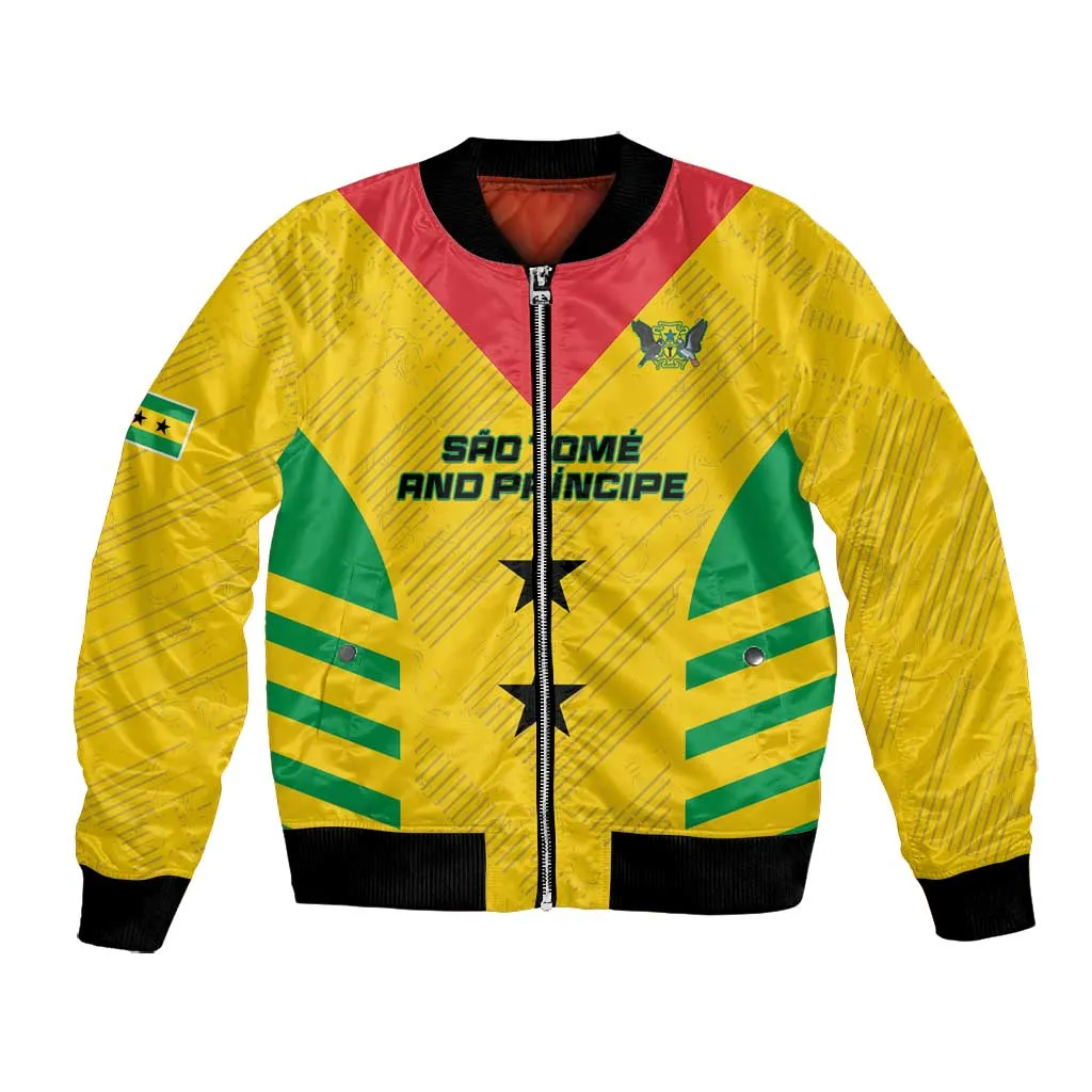 Sao Tome and Principe Football Custom Bomber Jacket Sporty Style - Yellow Color LT15