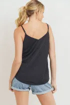 Satin Solid V Neck Sleeveless Tank Top