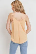 Satin Solid V Neck Sleeveless Tank Top