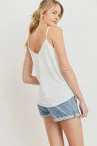 Satin Solid V Neck Sleeveless Tank Top