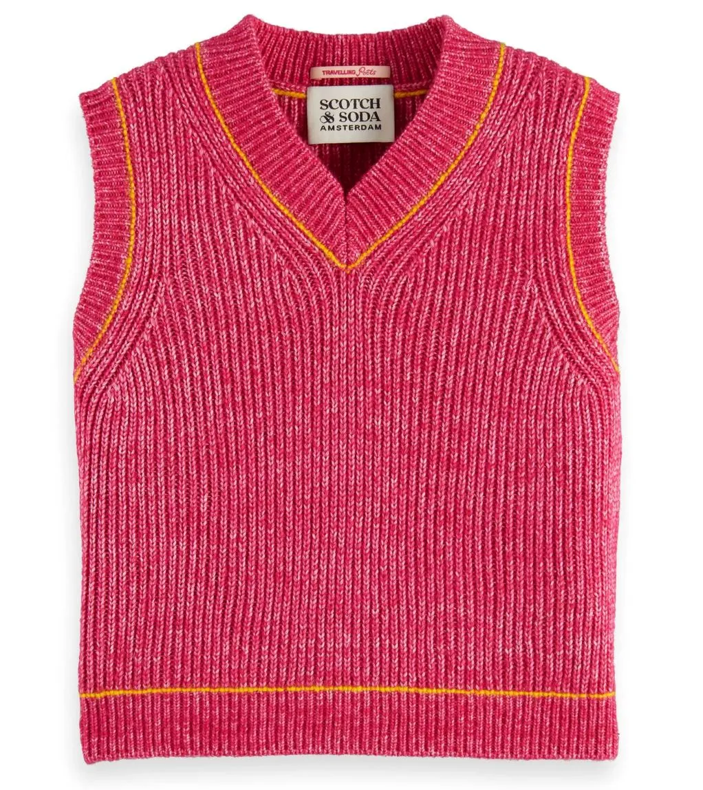 Scotch & Soda Triple Yarn Vest In Pink