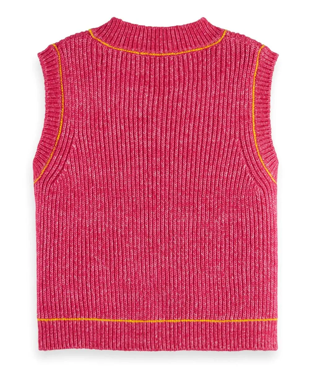 Scotch & Soda Triple Yarn Vest In Pink