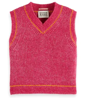 Scotch & Soda Triple Yarn Vest In Pink