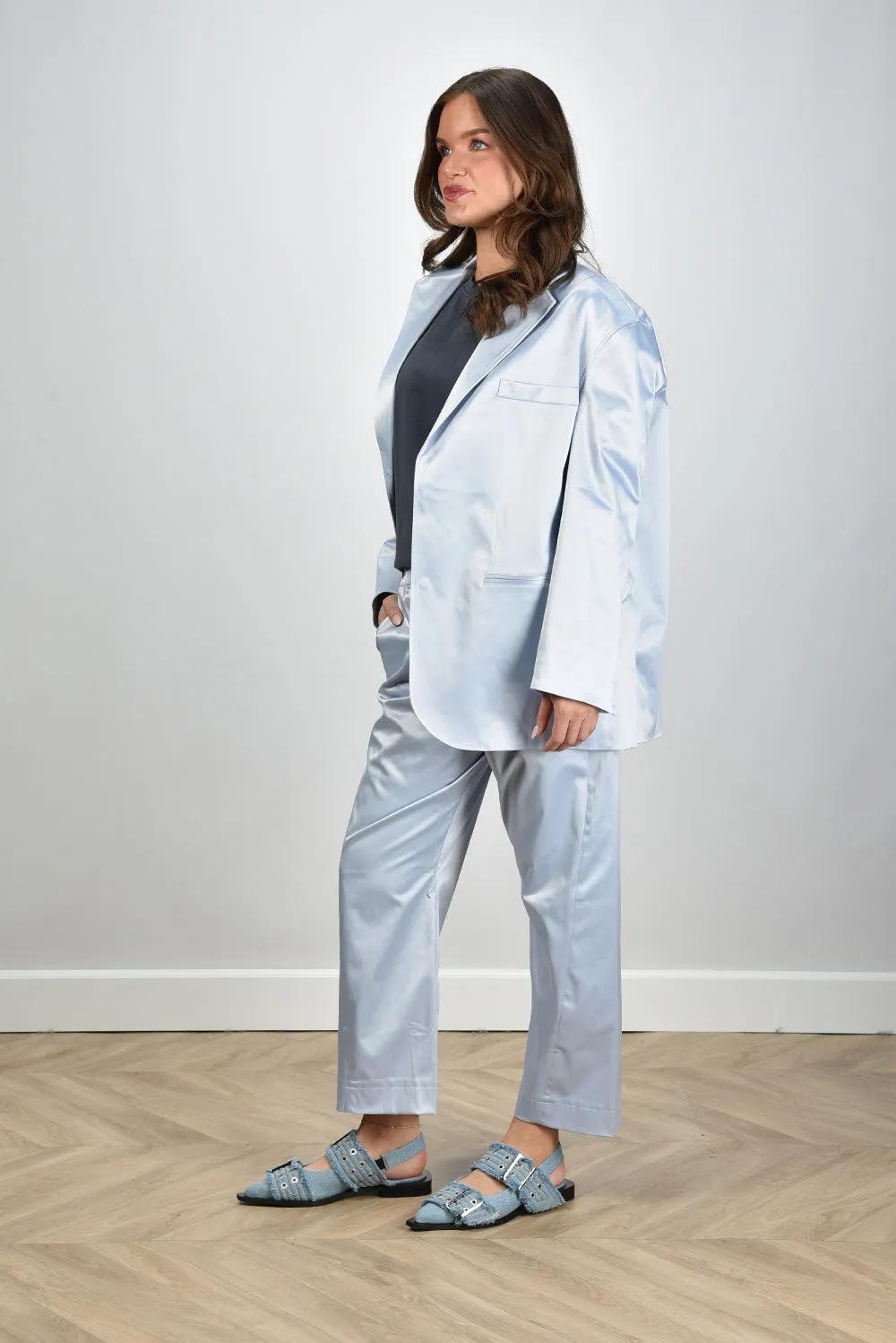 Sea Me Happy blazer Bailey Shiny Cotton silver