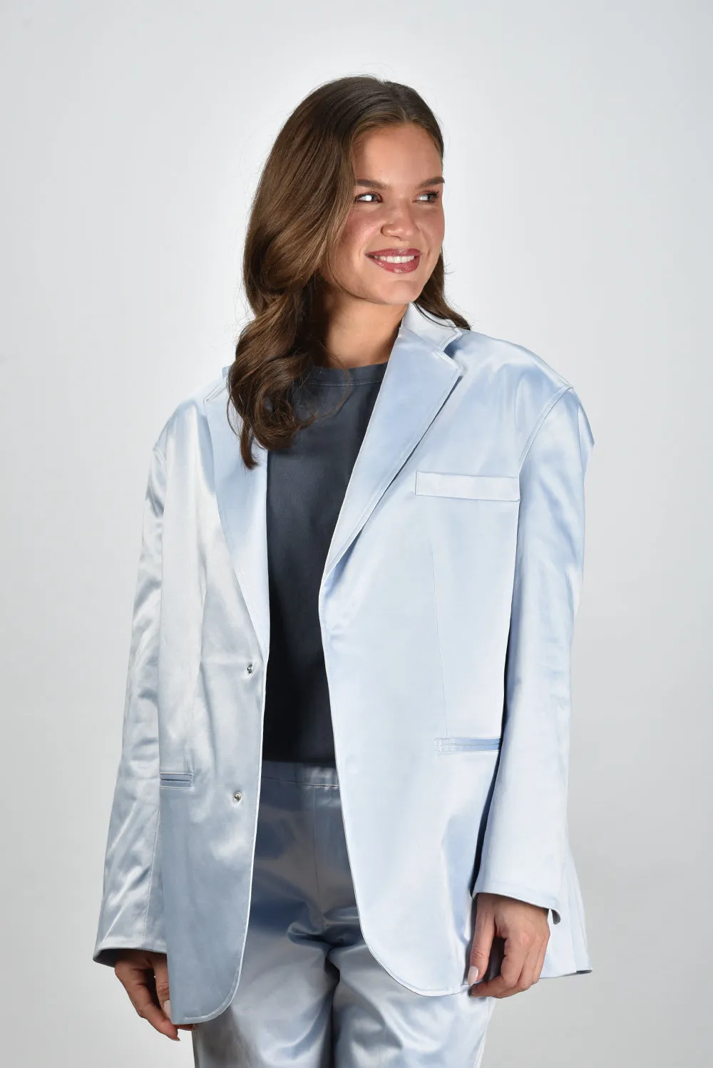 Sea Me Happy blazer Bailey Shiny Cotton silver