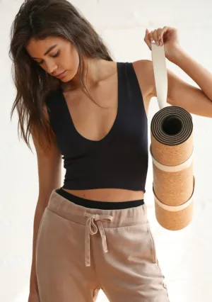 Seamless Ribbed V Neck Crop Tank