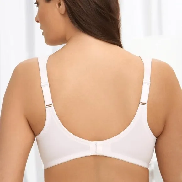 Set of 3! 34D Glamorise NATURAL WIRE Bra (WIDE-STRAPS) STRETCH (DEMI) WHITE NEW