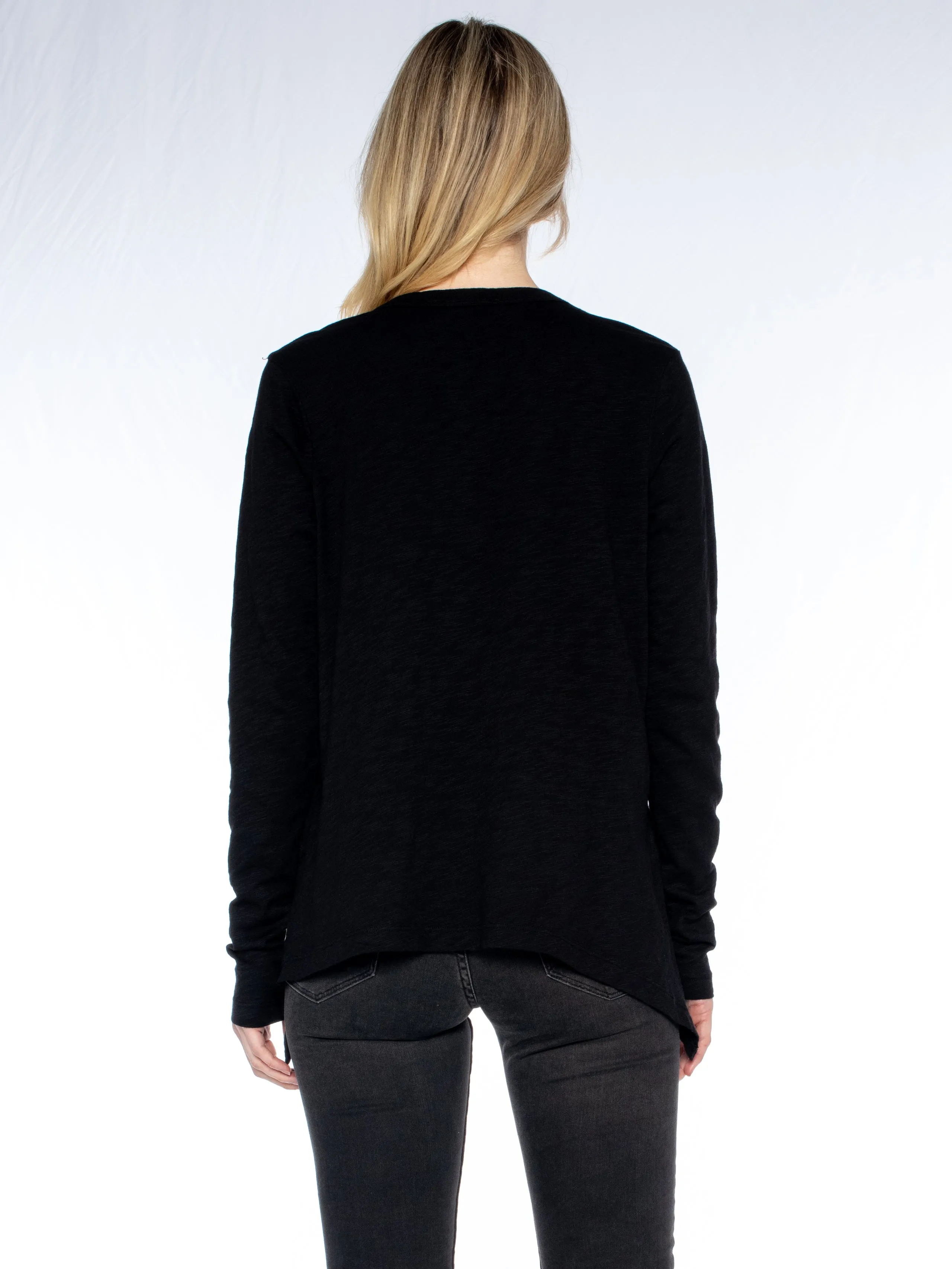 Sexy Deep V Double Slant Hem Tee