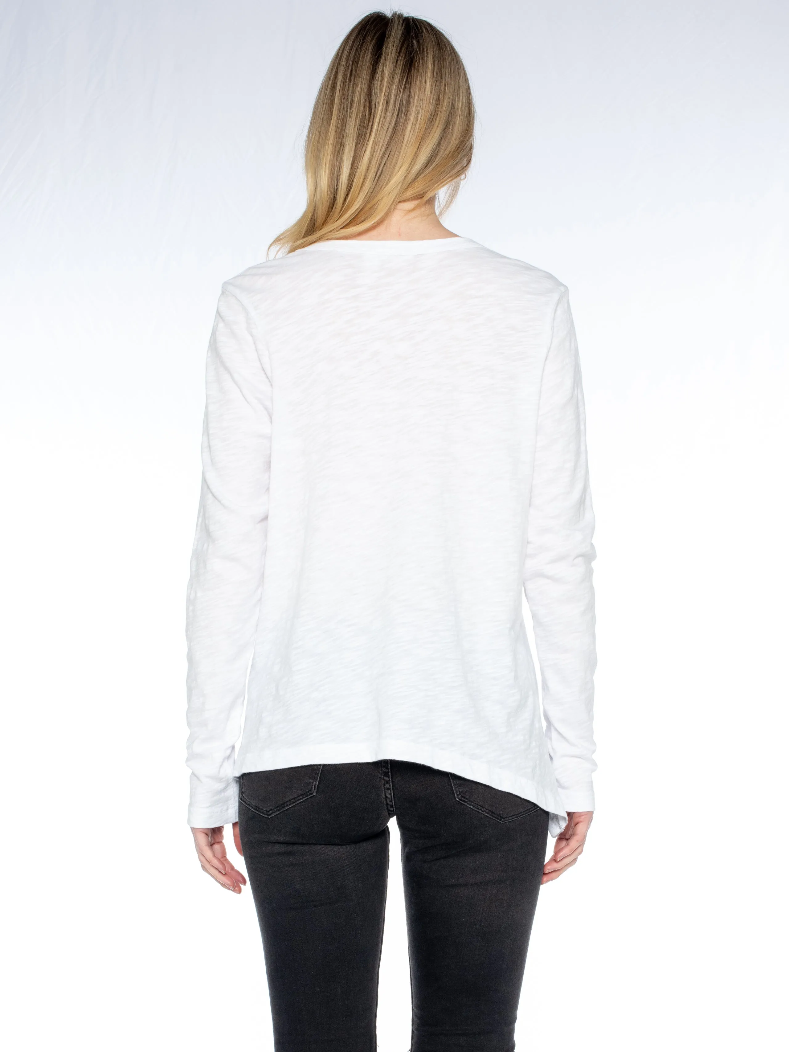 Sexy Deep V Double Slant Hem Tee
