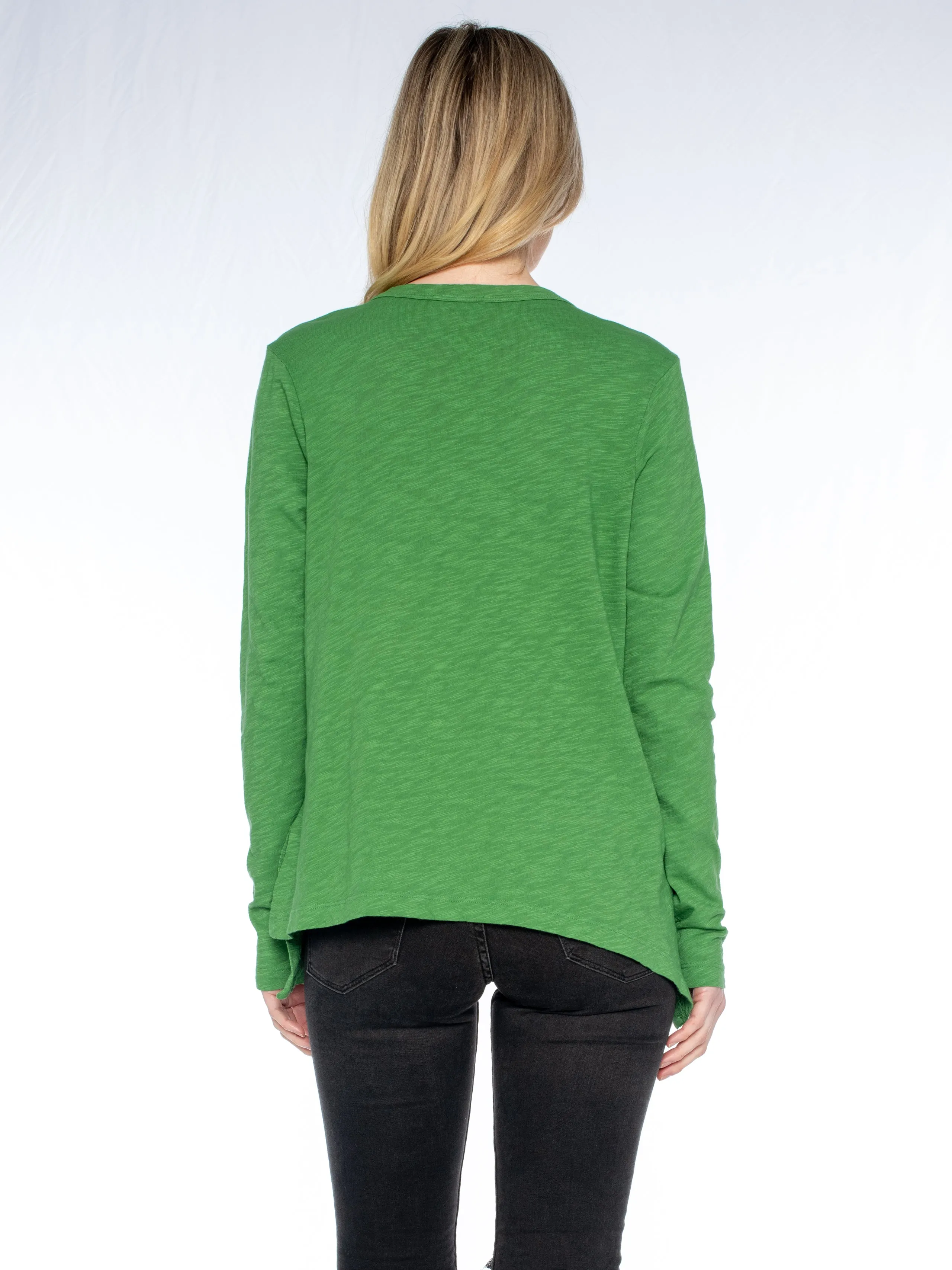 Sexy Deep V Double Slant Hem Tee