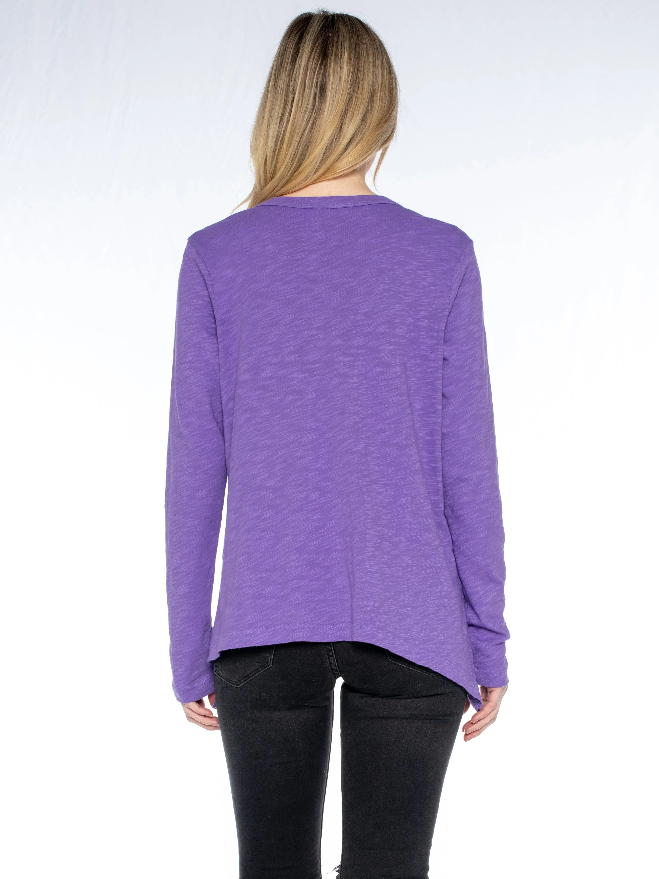 Sexy Deep V Double Slant Hem Tee