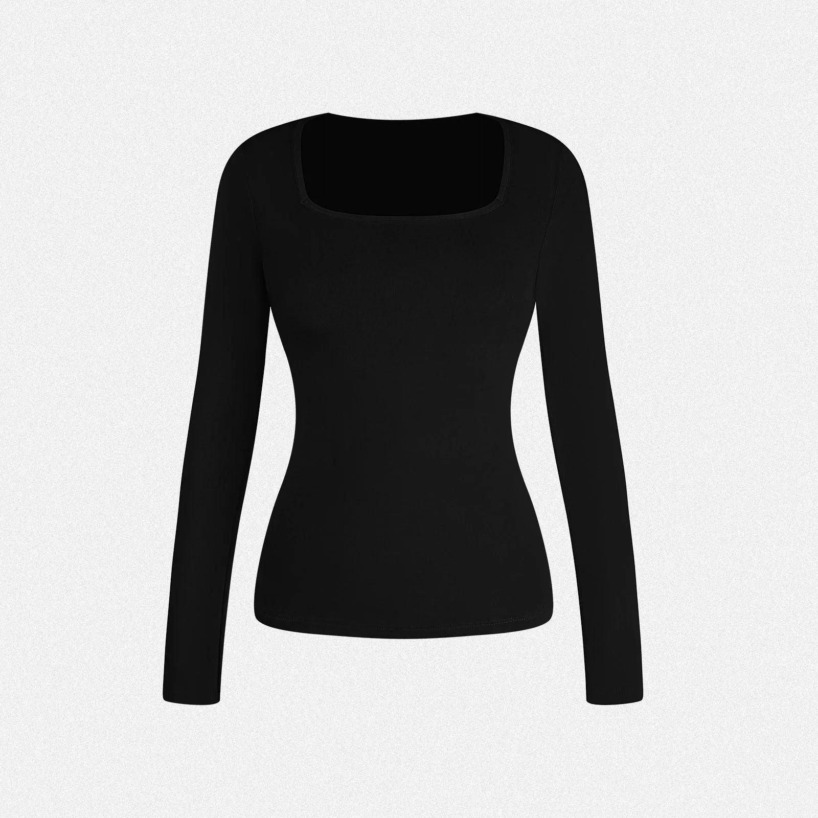 Shaperin Long Sleeve Square Neck Basic Slim Fit Top