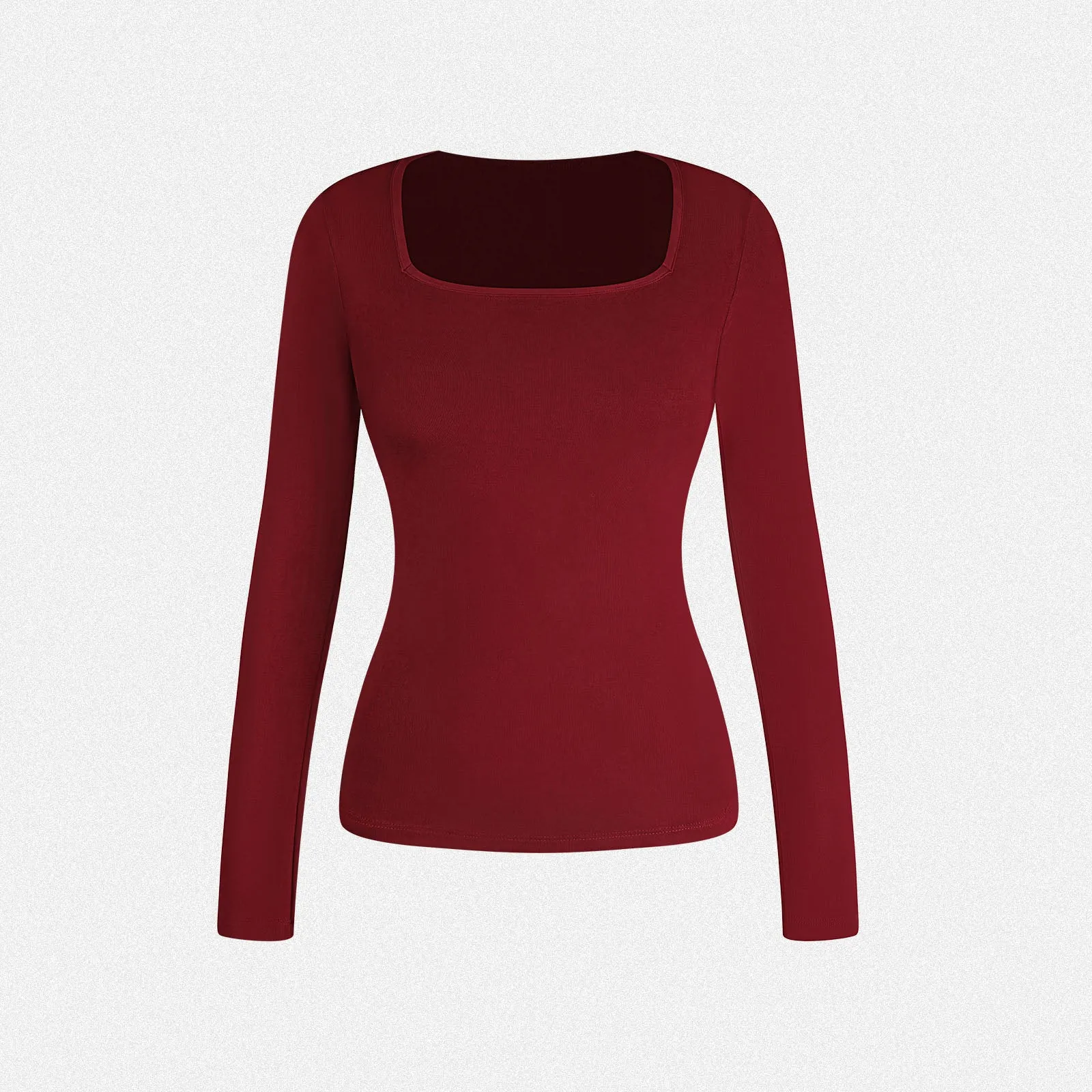 Shaperin Long Sleeve Square Neck Basic Slim Fit Top